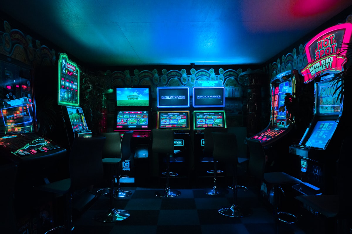 Screen showing colorful video game graphics